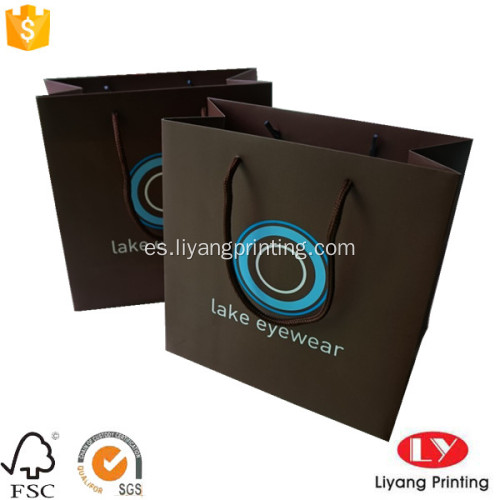 Bolso de compras de papel personalizado negro con asa